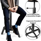 BOKKOLIK Set of 2-Industrial Bar Stool-Counter Height Chairs- Swivel Wooden Seat- Adjustable 17.7-24inch BOKKOLIK