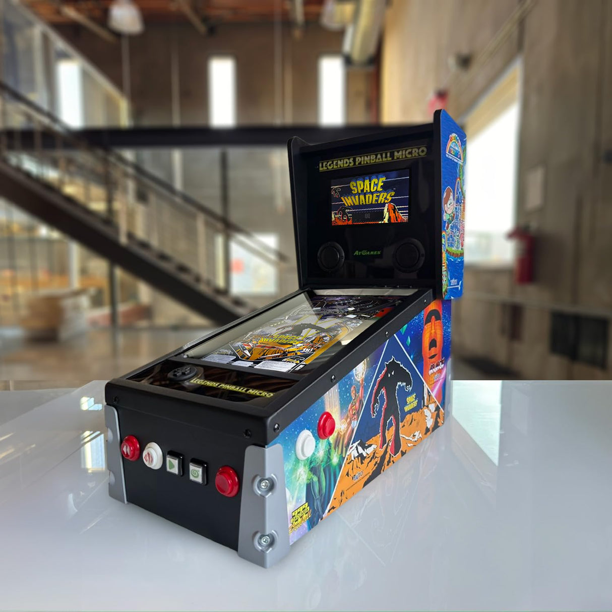 Legends Pinball Micro, Arcade Machine Console, Classic Retro Video Games, 50 Built in Licensed Pinball Games, Space Invaders, Bubble Bobble,Time Machine, WiFi, HDMI, Bluetooth AtGames