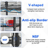 Metal Frame Storage Shelves 5-Tier Wire Shelving NSF Certified Storage Rack Shelf Heavy Duty Storage Shelf with Leveling Feet for Home Kitchen Garage, 12" Dx17 Wx48 H, Black FDW