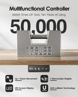 TIQLAB Height Adjustable Electric Standing Desk, 55 x 24 inch, Sit Stand Up Desk, Splice Board, Computer Home Office Desk, White Frame/Maple Top TIQLAB