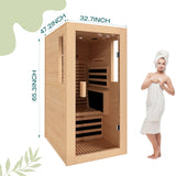 SWHSE Full Spectrum Infrared Sauna, Personal Sauna for Home with 7 Heating Panels&1 Carbon Tube,Indoor Dry Sauna with Adjustable Seat and Bluetooth Speaker，Canadian Hemlock,120V SWHSE