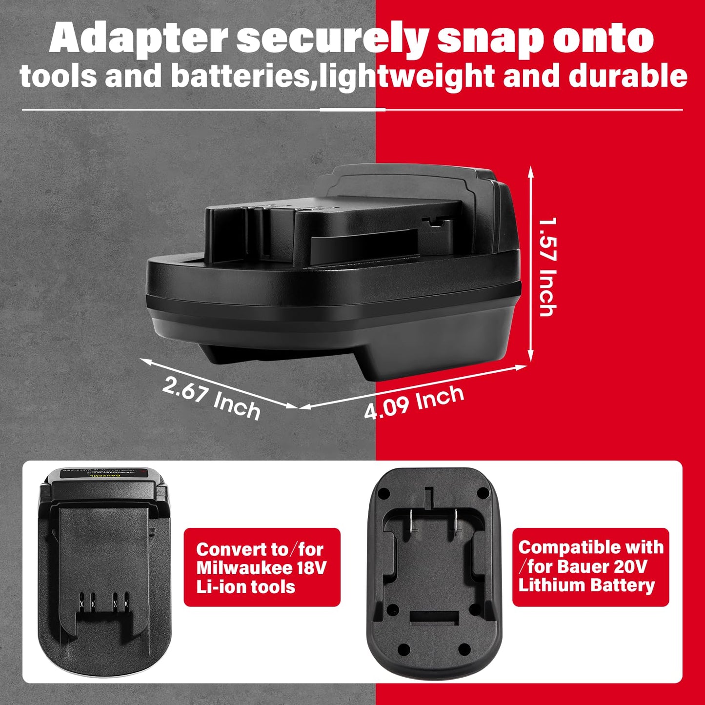 DEWDYS Adapter for Bauer to for Milwaukee 18V M18 Tools, for Bauer 20V Hyper Max Lithium Battery Convert to for Milwaukee M18 18V Battery,Fit for Milwaukee M18 18Volt Cordless Power Tools Use - WoodArtSupply