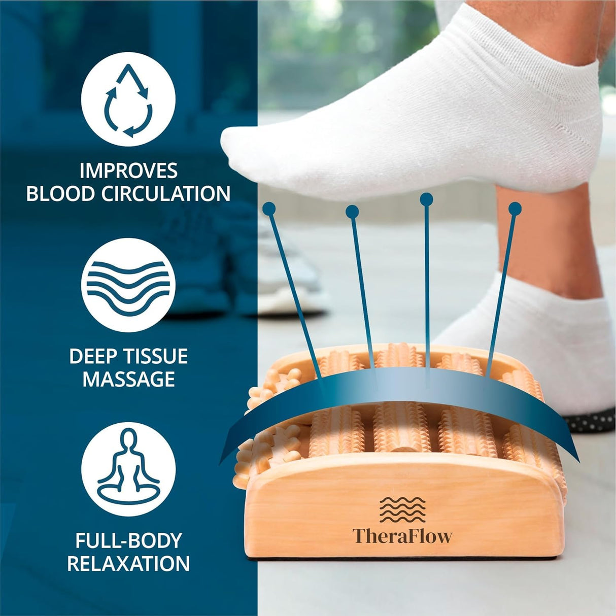 Theraflow Foot Roller for Plantar Fasciitis Relief | Feet Massage Gift for Women and Men | Foot Massager for Neuropathy, Reflexology and Deep Tissue Muscle Massage | Relaxing Gifts for Mom and Dad TheraFlow