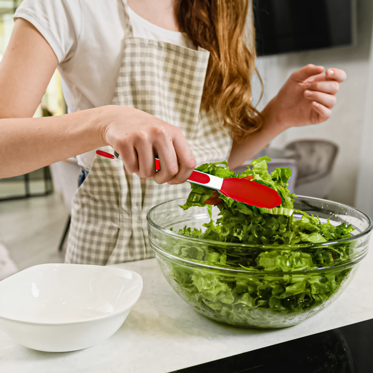 HST 3 Pack Kitchen Tongs, Non Stick Stainless Steel 9 Inch Tongs With Silicone Tip for Cooking BBQ Baking(Red) H S T