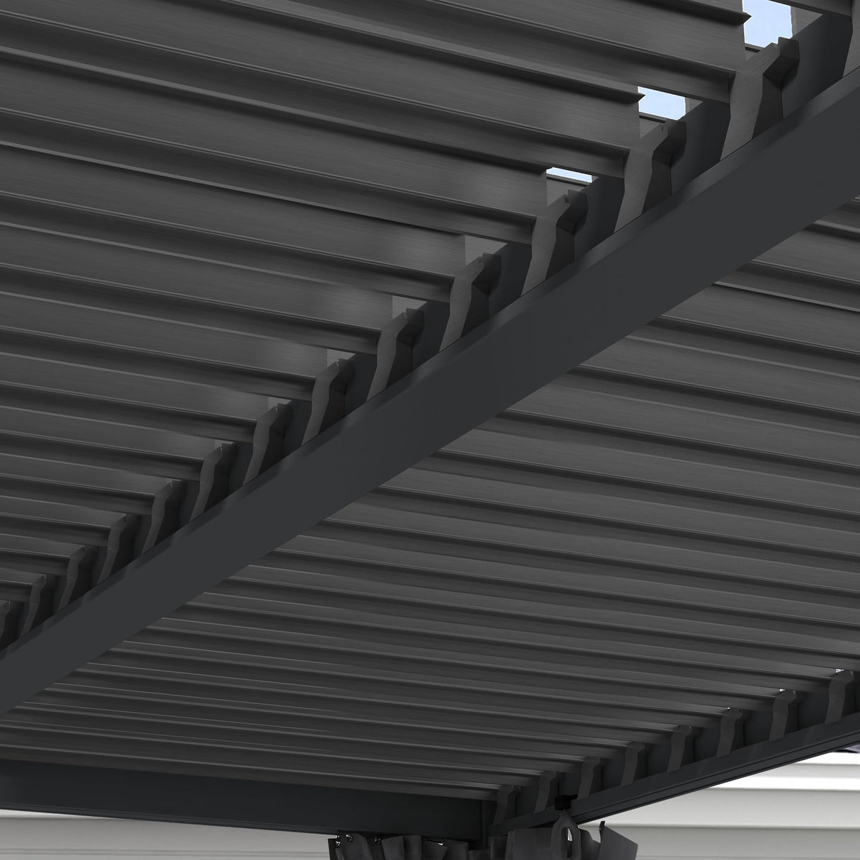 Outsunny 10' x 13' Louvered Pergola Hardtop Gazebo with Adjustable Aluminum Roof and Frame, Outdoor Pergola with Curtains and Netting, for Garden, Lawn, Backyard, and Deck, Dark Gray Outsunny