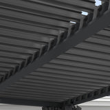 Outsunny 10' x 13' Louvered Pergola Hardtop Gazebo with Adjustable Aluminum Roof and Frame, Outdoor Pergola with Curtains and Netting, for Garden, Lawn, Backyard, and Deck, Dark Gray Outsunny