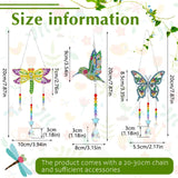 Jetec 3 Pieces Diamond Art Kits Painting Suncatcher Wind Chime Double Sided Crystal Gem Paint by Number Hanging Ornament for Adults DIY Window Home Garden(Dragonfly, Butterfly, Hummingbird) Jetec