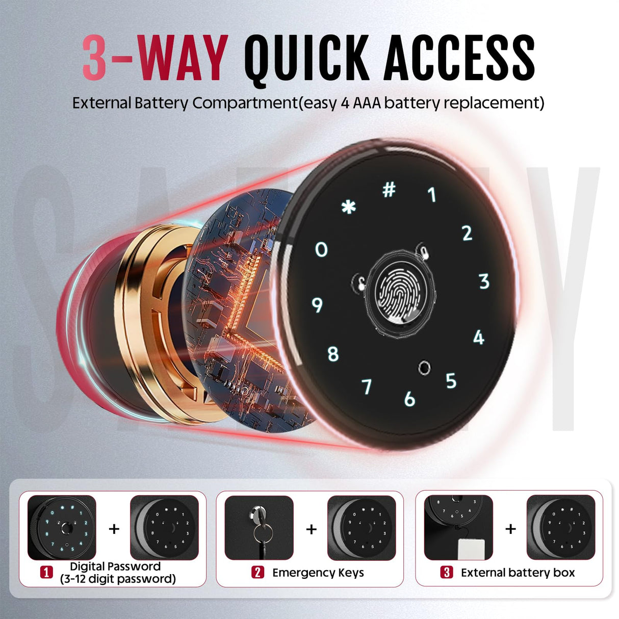 12-15 Gun Safe, Gun Safe for Rifles and Pistols, Large Fingerprint Rifle Safe, Biometric Safe and Password Lock, Gun Cabinet for Home with 4 Handgun Pockets, Free Diy Back Panel KAER