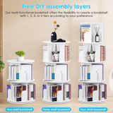 4-Tier 360-Degree Rotating Bookshelf for Kids - Space-Saving Corner Storage Rack in White ABTOR