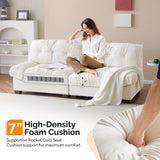 VINGLI Cloud Couch 80" Loveseat, 22.4" Deep Seat, Suede Upholstery Cozy Comfy Couches for Living Room Modern Love Seat Sofa, Pillow Armrest (White) VINGLI