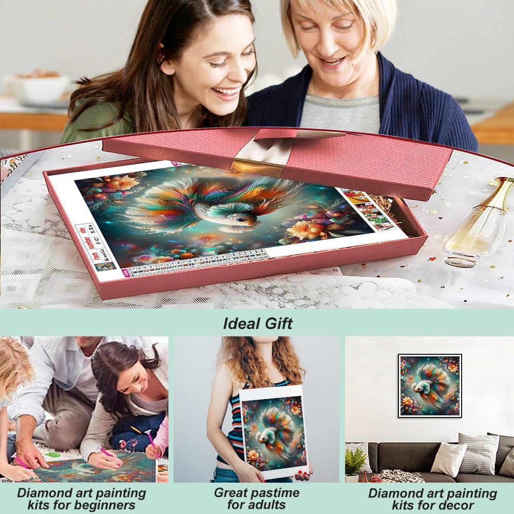 hill froeistung 5D Colorful Fish Diamond Art Painting Kits for Adults,Goldfish Diamond Art for Beginners, DIY Full Drill Animals Flower Diamond Art Painting(12X12 inch) hill froeistung