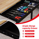 60" Adjustable Workbench with Drawer & Power Outlet,2200 Lbs Load Capacity Capacity Work Table,Heavy Duty Work Bench,Sturdy Steel Frame with Rubber Wood Table Top,for Garage,Office,Home TROPOW