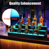 Tioutbot LED Lighted Liquor Bottle Display Shelf 3 Steps 24 Inches Acrylic Drink Shelves Multicolor Lighting Bar Shelves for Liquor Bottle Alcohol Display Shelf Stand Tioutbot