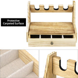 QWORK Wood Pistol Rack Gun Safe - Handgun Rack for Gun Cabinet Storage, with Additional Magazine and Bullet Storage Drawer, 12.2" x 7.6" x 8.5", Pistol Rack Holder, Gun Rack Organizer QWORK