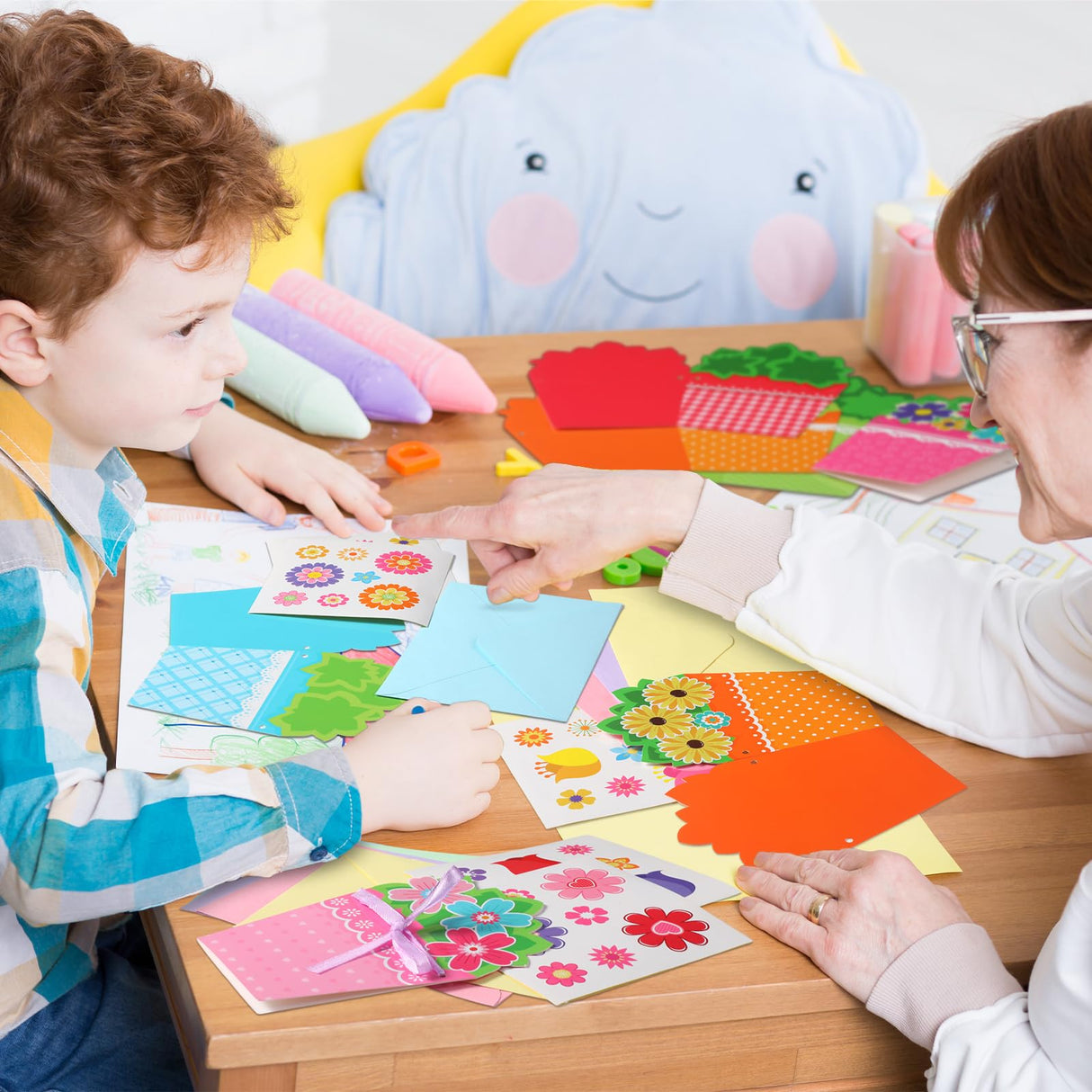 Pasimy 24 Sets Card Making Kits DIY Handmade Greeting Card Kits for Kids with Flowers Stickers Envelopes Ribbon for Preschool Primary School Kids Classroom Mother's Day Make Your Own Crafts Gifts Pasimy