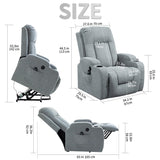 Trustyue 2024 Power Lift Recliner Chair with Heat and Massage for Elderly, Electric Recliner Chairs with Standing Assistance, 2 Cup Holders, 4 Pockets, USB Charge Port, Linen Fabric Teal Gray Trustyue