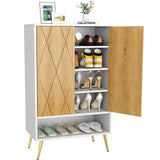 HOMEFORT Shoe Cabinet,15 Pairs Shoe Rack Organizer Cabinet, Shoe Storage Cabinet for Narrow Entryway Closet,6-Tier Modern Shoe Organizer with Double Doors and Adjustable Shelf (White Oak) HOMEFORT