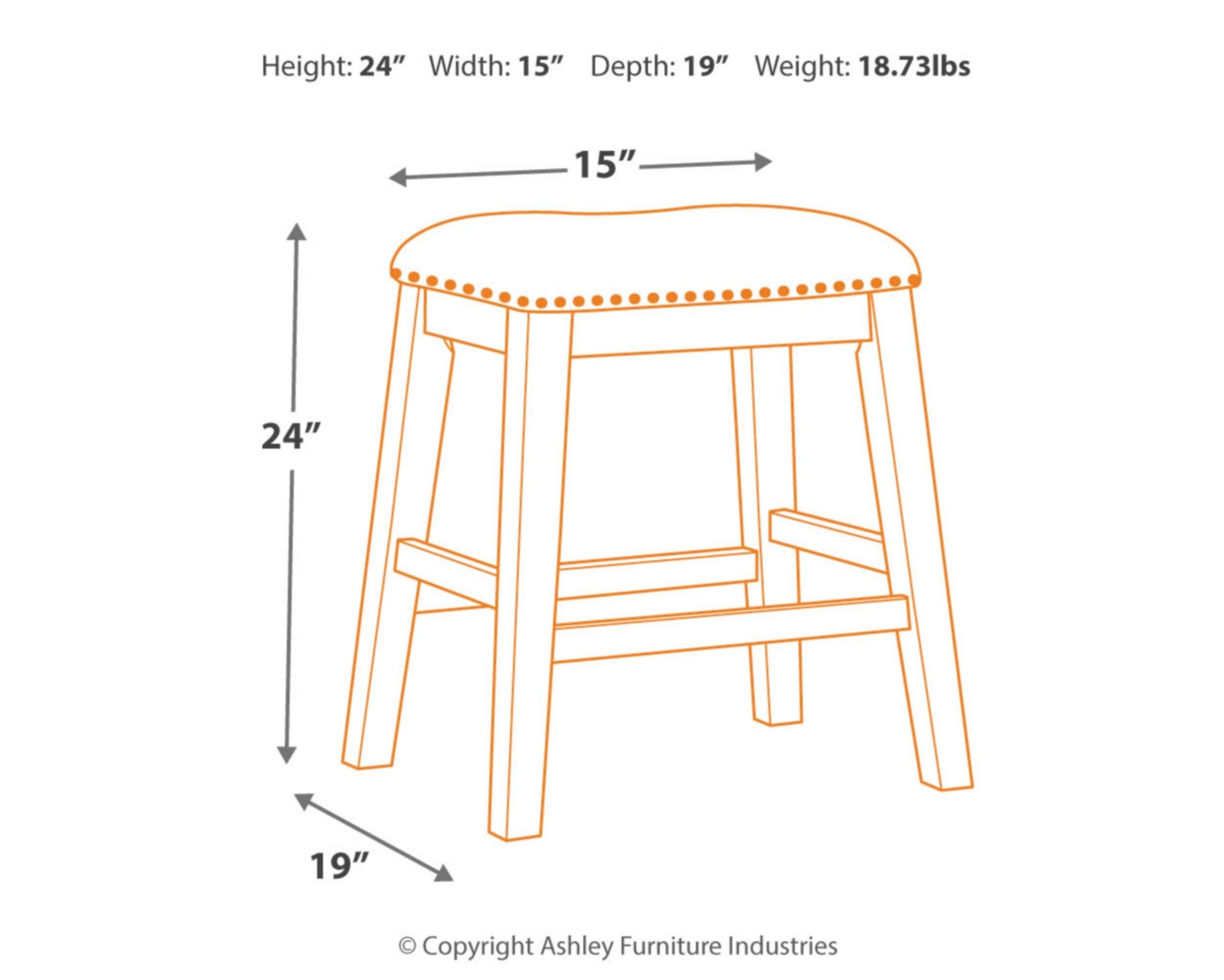 Signature Design by Ashley Caitbrook Rustic 24.4" Counter Height Upholstered Barstool, 2 Count, Gray - WoodArtSupply