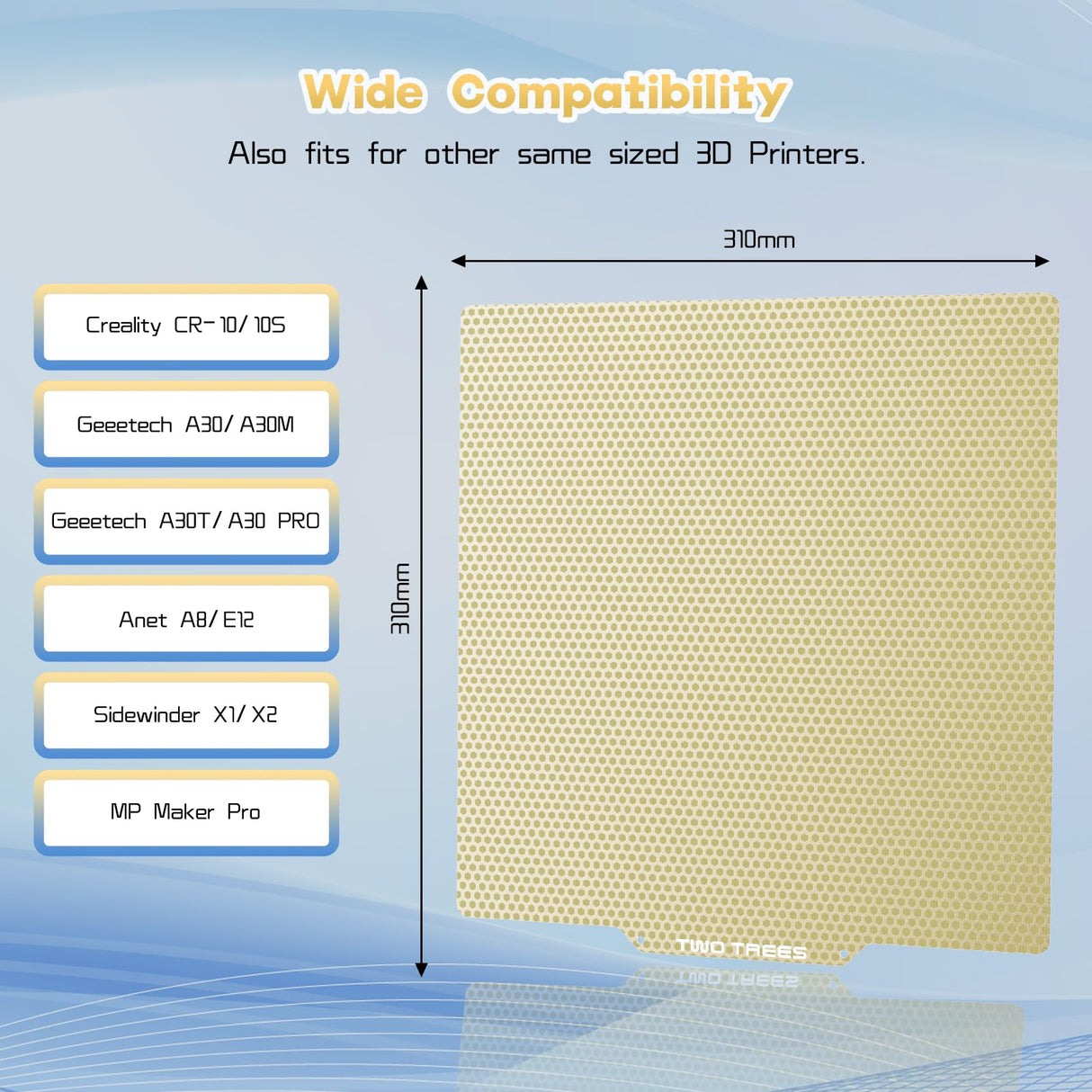 3D Printer Platform Double Sided Textured PEI Sheet Build Pate Honeycomb-Shaped Spring Steel Flexible Removable 3D Printer Bed for Creality CR-10/10S/Anet A8/E12/Artillery SW-X1/X2 310x310 mm Jusnboir