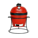 Kamado Joe Joe Jr 13.5-inch Portable Ceramic Charcoal Grill with Grill Stand, Stainless Steel Cooking Grate, Heat Deflectors and Ash Tool in Red, Model KJ13RH Kamado Joe