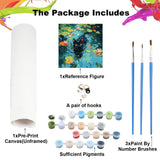 NEWENMO Black Cat Paint by Numbers Kit for Adults, Flowers Water Lilies Paint by Numbers on Canvas Unframed, DIY Oil Painting Perfect for Beginner, Craft, Hobbies and Home Wall Decor 16x16 in NEWENMO