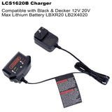 LCS1620B Compatible with Black and Decker 20V Lithium Battery Charger, Compatible with Black & Decker 12V 20V Battery LBXR20 LBXR20-OPE LBX4020 LB2X4020 ELEFLY