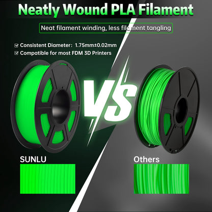 SUNLU Glow in The Dark PLA Filament, Neatly Wound Luminous PLA 3D Printer Filament 1.75mm Dimensional Accuracy +/- 0.02mm, Fit Most FDM 3D Printers, 1kg Spool (2.2lbs), (White PLA, Glow Green - WoodArtSupply