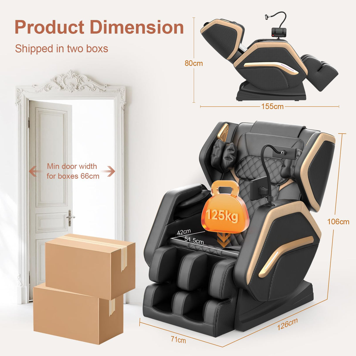 NAGLIFOR Massage Chair Full Body, Zero Gravity Massage Chair with Heating, 8 Airbags, 14 Fixed Rollers, Foot Massage, Bluetooth Speaker, Touch Remote Control, Nightlights for Family and Friends NAGLIFOR