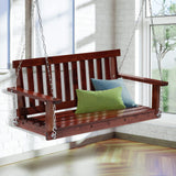 Heavy Duty Outdoor Wooden Porch Swings 4Ft/48in Bench Swing 800lb Weight Capacity, Durable Two Person Hanging Seating with Hanging Chains and Fixing Screw for Garden Backyard Lawn Balcony Deck,Brown CL.HPAHKL