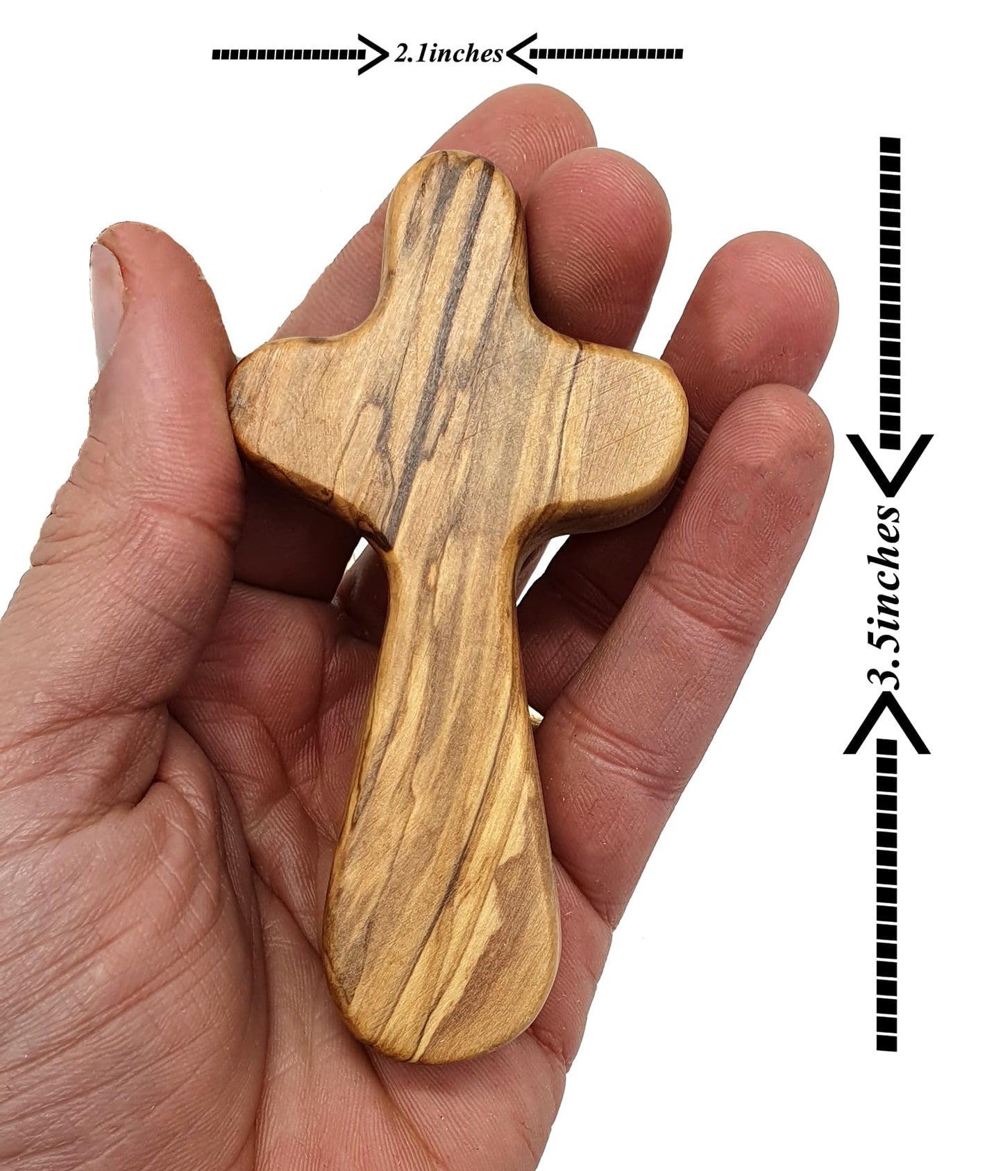 Zuluf Hand Carved Olivewood Medium Comfort Cross Bethlehem - CRS002 9.5cm - WoodArtSupply