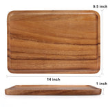 2 Pcs Wooden Rectangle Serving Trays for Ottoman Bar Party Food Tray Large Fruit Rectangular Platter Best Acacia Wood Plates for Decor Cheese Serving Board Snack Tray Charcuterie Boards Serving Dishes Ayiaren
