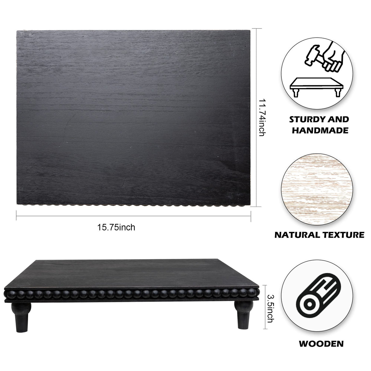 GENMOUS Farmhouse Black Dispaly Risers Pedestal Stand For Bathroom Decor , Rustic Large Tiered Tray Decor Pedestal Stand For Coffee Bar Display, Kitchen Counter Island Decor, Sink Decor, Plant Holder GENMOUS & CO.