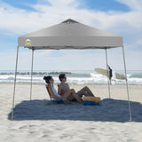 CROWN SHADES 9x9 Pop Up Canopy - Beach Tent with One Push Setup - Easy Outdoor Sun Shade for Events, Parties, Camping - Gazebo with STO-N-Go Cover Bag, Silver Coated Top, Gray CROWN SHADES