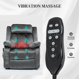 HOMCOM Power Lift Recliner Chair for Elderly, Fabric Massage Chair with Massage and Heat, Electric Lift Chair with USB Ports, Remote Controllers and Side Pockets, 35" Wide Back, Gray HOMCOM