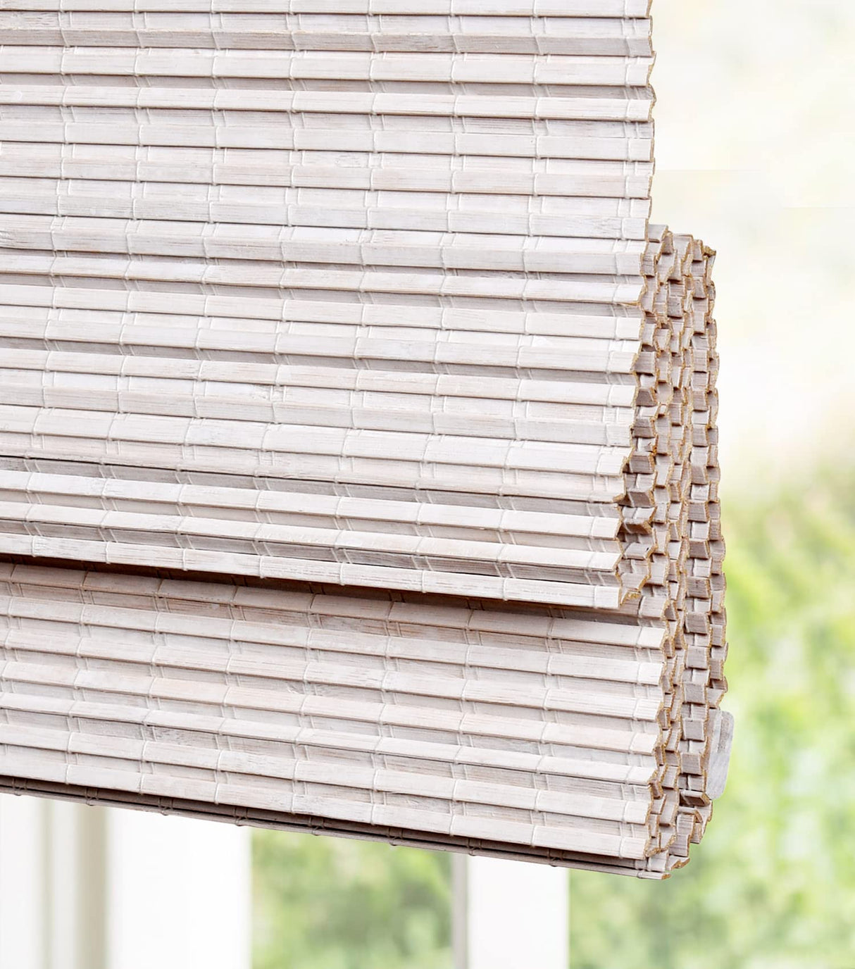 LazBlinds Cordless Bamboo Roman Shades, Privacy Window Treatment, Roll Up Bamboo Blinds for Windows, 35'' W x 60'' H LazBlinds