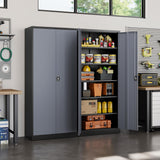 Yizosh Metal Garage Storage Cabinet with 5 Adjustable Shelves, 71" Metal Storage Cabinet with Locking Doors, Steel Tool Cabinets for Home, Office, Garage, Warehouse, School (Black Grey) Yizosh