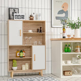 Giantex 4-Tier White Storage Cabinet with Doors and Rubber Wood Legs Giantex