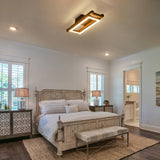 Lingkai LED Modern Ceiling Lights Wooden Square Rectangular Lamp Fixture Wood, 17.3in 12w Modern Kitchen Ceiling Lighting Fixtures 3000K for Island Bedroom Living Room Hallways Lingkai