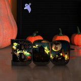 Drawelry 3D Wood Carving Lamp Home Decorative, Boo Pumpkin Lantern Jack-O-Lantern Halloween Living Room Office Decor, Christmas Warm LED Night Lights Gift for Family (Boo) Drawelry