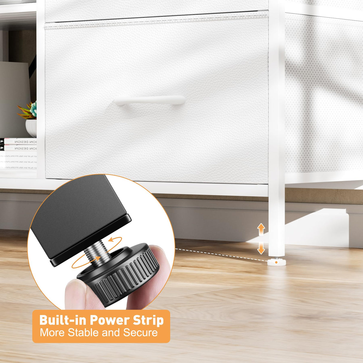 YaFiti Dresser TV Stand with Power Outlet, Entertainment Center with 4 Fabric Drawers and Open Shelves for 50" TV, Media Console Table, Dresser for Bedroom, Living Room, Entryway, White YaFiti