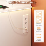 LIMGLIM Vanity Desk with Led Mirror and RGB Lights, 42" Makeup Vanity Desk with Power Outlet, 3 Colors Lighting Adjustable Brightness, 7 Drawers & 2 Large Cabinets, 2 RGB Cabinets for Bedroom, White LIMGLIM