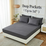 ILAVANDE King Size Sheets Set 6 Piece,Hotel Luxury Super Soft 1800 Series Microfiber Grey Bed Sheets King Set-Wrinkle Free & Breathable-14 Deep Pocket Sheets for King Size Bed(King,Grey) ILAVANDE