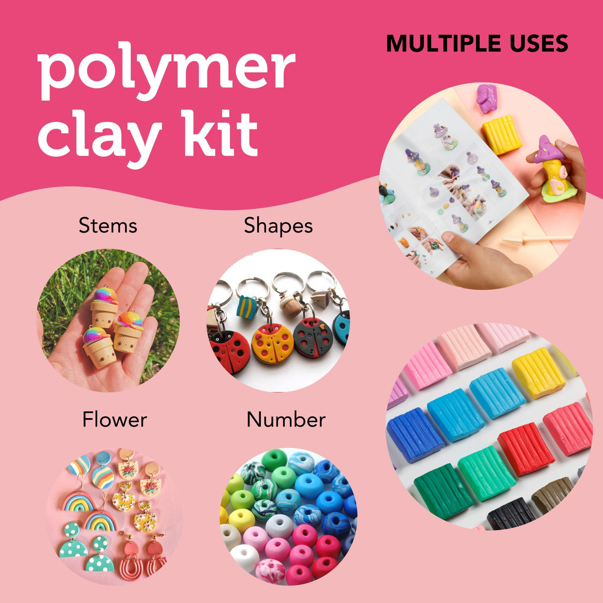 Incraftables Polymer Clay Kit (24 Colors Soft Block). Modeling Oven Bake Clay Kit for Adults, & Kids with Sculpting Tools. Non Toxic Molding Polymer Starter Baking Set for Jewelry Making Incraftables