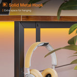 ODK Computer Desk Large Office Desk, 48 Inch Gaming Desk with Storage, Modern PC Desk Work Table with Headphone Hook for Home Office, Deep Brown ODK