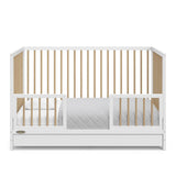 Graco Teddi 5-in-1 Convertible Crib with Drawer (White with Driftwood) – GREENGUARD Gold Certified, Crib with Drawer Combo, Full-Size Nursery Storage Drawer, Converts to Toddler Bed Graco
