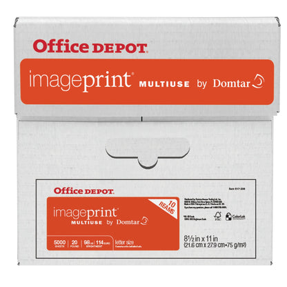 Office Depot ImagePrint FSC Certified Multiuse Paper by Domtar, 8 1/2in x 11in, 20 Lb, White, 500 Sheets Per Ream, Case Of 10 Reams, 1821