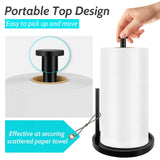 Paper Towel Holder Countertop, Standing Paper Roll Holder with Anti Slip Weighted Base, Stainless Steel Freestanding Paper Towel Holder for Kitchen, Black STWWO