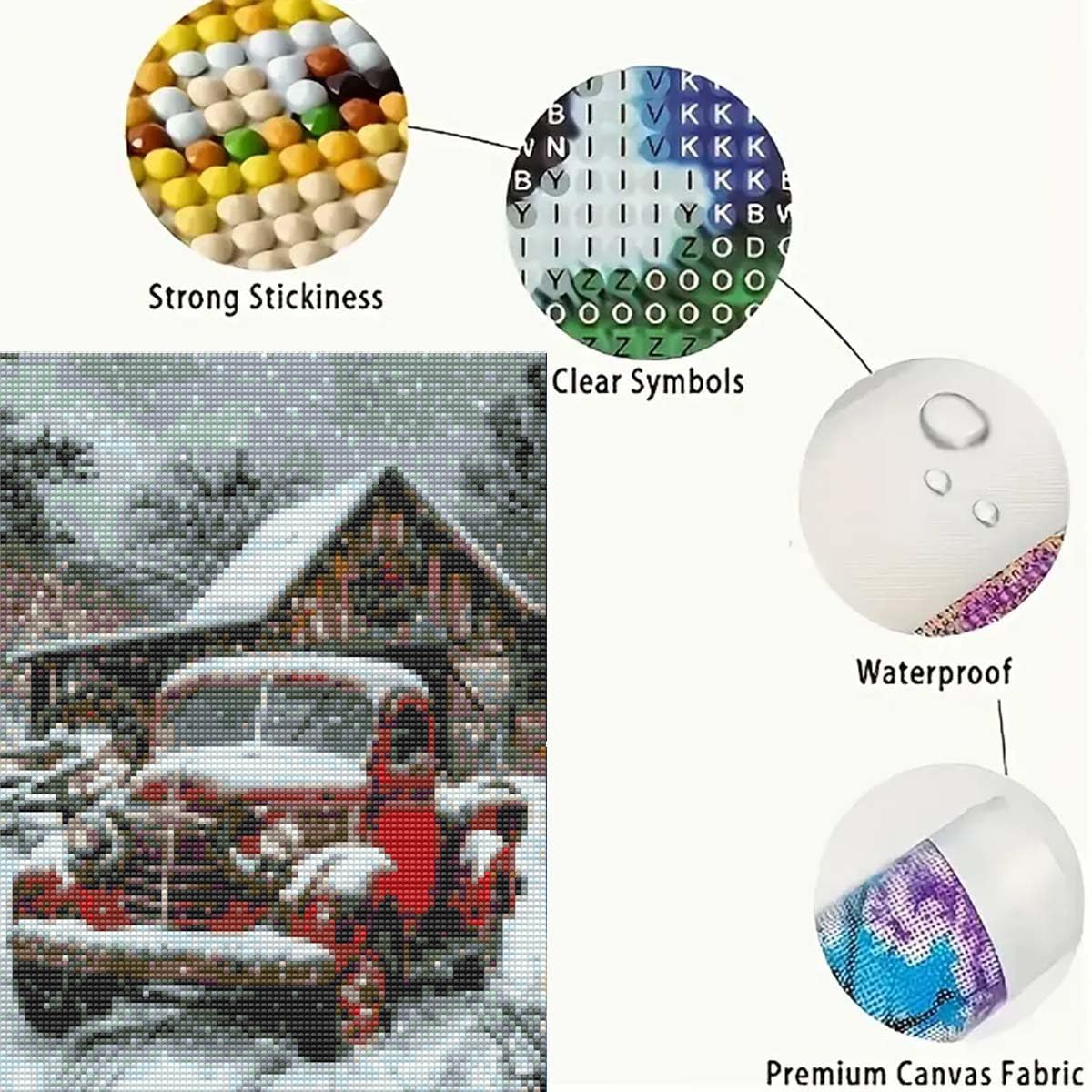 GEMFAMILY Winter Car Diamond Art Kits for Adults, 5D Diamond Painting Kits for Beginners,DIY Round Full Drill Diamond Painting Kits for Home Wall Decor 12 x 16 Inch GEMFAMILY