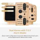 USCCE Digital Alarm Clock Radio - 0-100% Dimmer, Dual Alarm with Weekday/Weekend Mode, 6 Sounds Adjustable Volume, FM Radio w/Sleep Timer, 2 USB Charging Ports, Thermometer, Battery Backup(Wood Grain) uscce