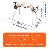 VEVOR Miter Saw Stand, 100in Collapsible Rolling Miter Saw Stand with One-piece Mounting Brackets Clamps Rollers, Heavy Duty Folding Miter Saw Stand with Sliding Rail, 500lbs Load Capacity VEVOR